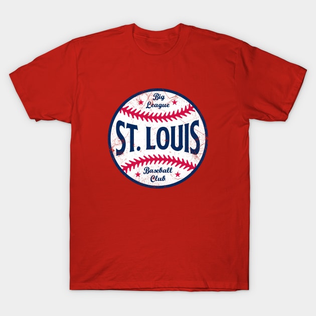 St. Louis Retro Big League Baseball - Red T-Shirt by KFig21